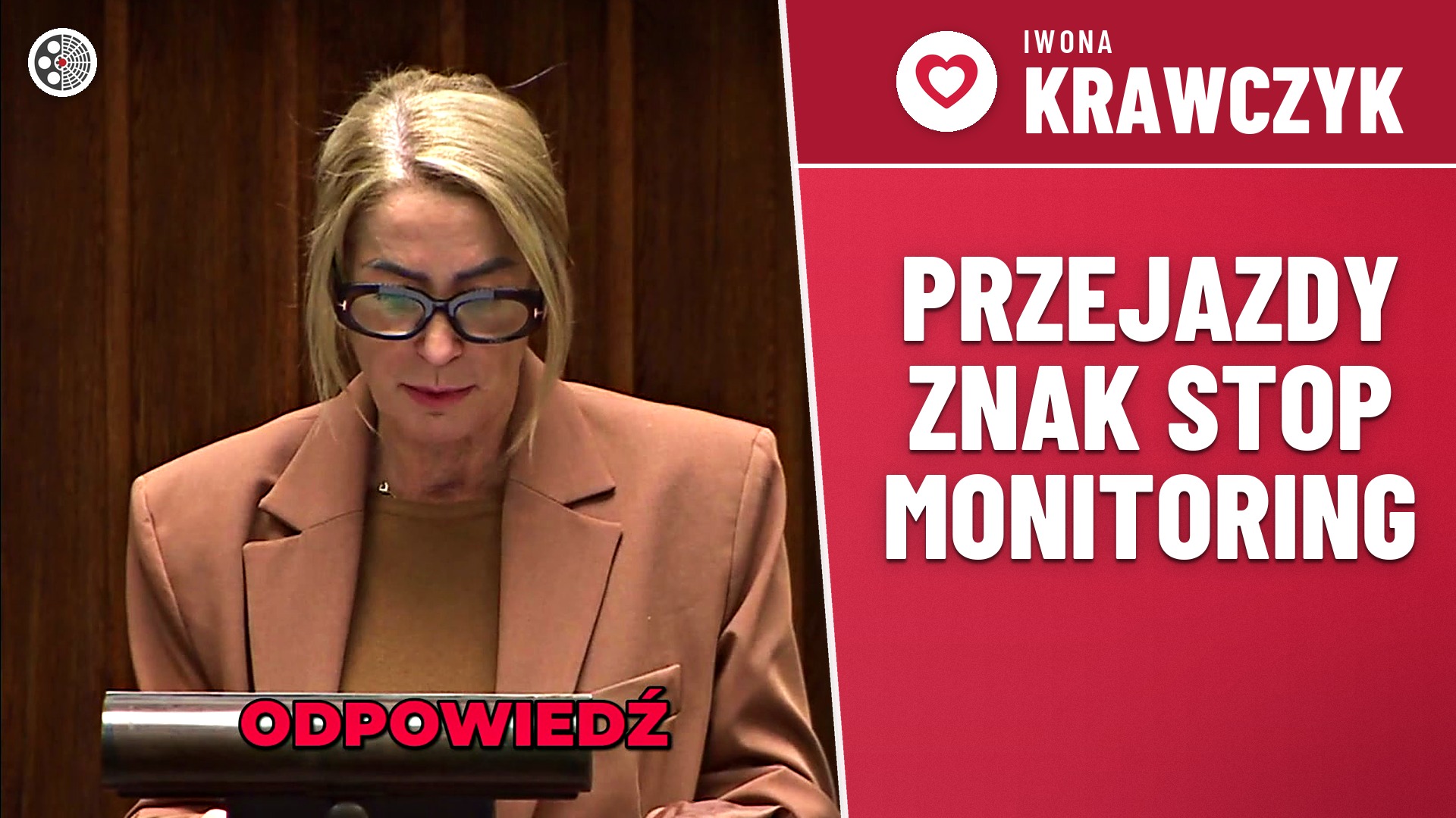Iwona Krawczyk pyta o monitoring przejazdów kolejowych